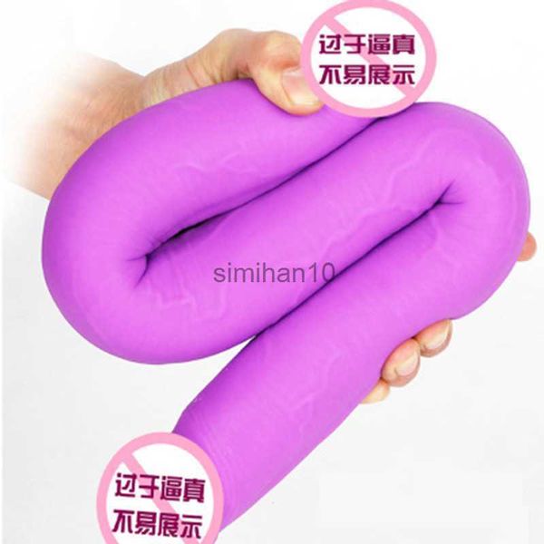 Dildos/dongs macios duplas vibrador lésbico brinquedo sexual de 49cm de comprimento pênis realista de penetração dupla vagina estimulação analfos para mulheres hkd230816