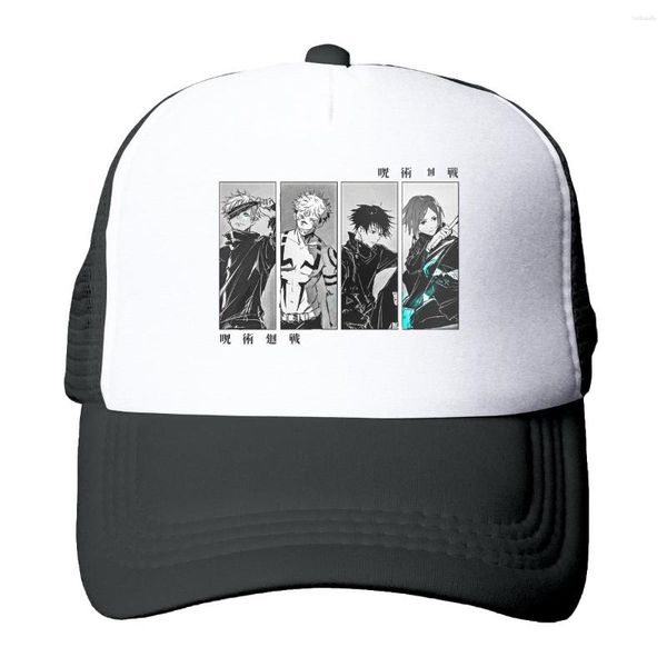 Ballkappe Charaktere Baseball Cap Jujutsu Kaisen Anime Mesh Net Hut für Männer Frauen stilvolle Trucker Hüte Snapback mit Höchst