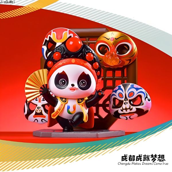 Oggetti decorativi Figurine Chengdu Universiade Classic Sichuan Opera Face Changing Doll Toy Panda Creative Ornament Rongbao Mascot Set regalo souvenir 230815