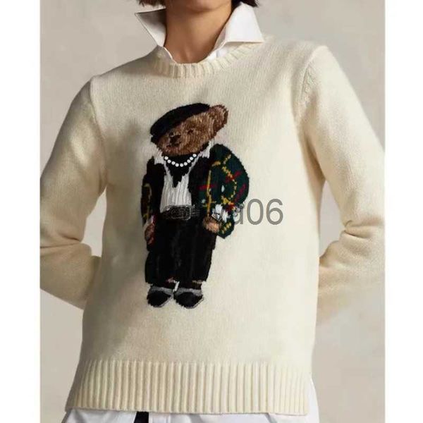 Maglioni maschile 2023 Nuovo cartone animato Rl Bear Swater Women Autumn Inverno ricamo invernale Pullover a manica lunga maglione a maglia di cotone cotone j230806