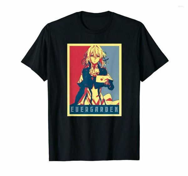 Camisetas masculinas Violet Evergarden Video Gap gráfico Art Black T-shirt Gilbert Bougainville Summer Summer O-gola Tops camiseta camiseta