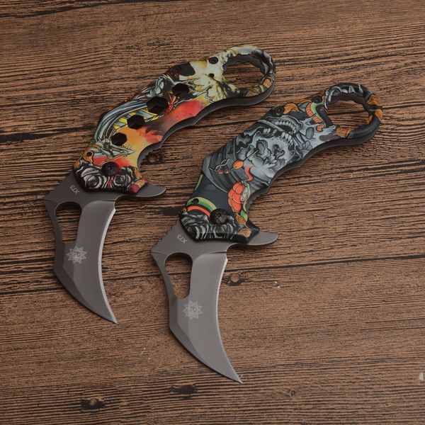 X73 Karambit Knife 440C Titanium Coating Blade Steel Hanking Tactical Claw Felas dobráveis ​​Ferramenta de bolso EDC com caixa de varejo