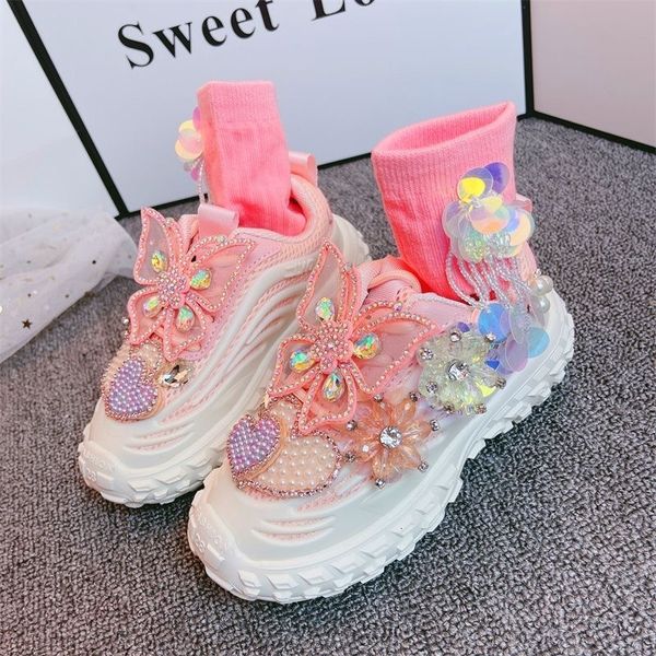 Sneaker 2023 Frühlingsherbst Baby Kids Sport Schuhe Mädchen Prinzessin Schmetterling Dekoration Casual Sneaker Großes Kleid XZ248 230815