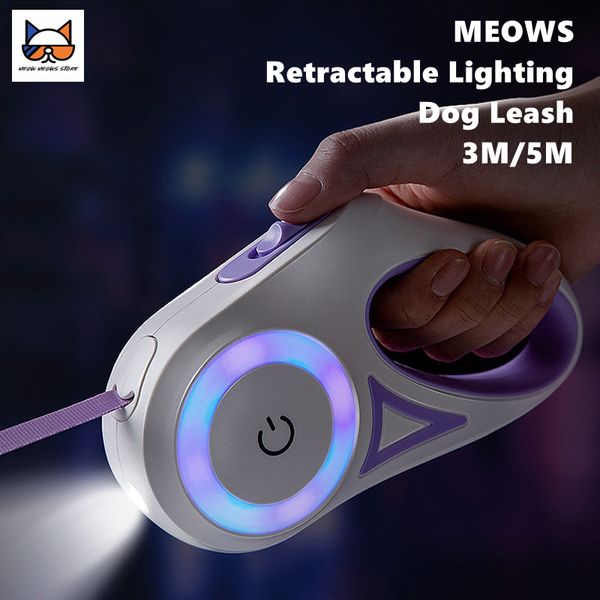 Hundekleidung Einziehbare Leine mit LED Lighting Round Touch Switch anfühlt bequem 3 m 5 m Länge mittelgroße Haustier Outdoor Welpe 230815