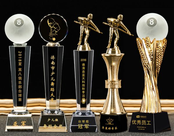 Декоративные предметы DIY Snooker Бильярд Crystal K9 Champion Trophy Awards Имя лазер 230815