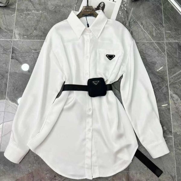 Sashes Blome for Womens Designers Triangle Letter Shirts Tops di qualità Chiffon Women's Bluses Sexy With Waist Bag Smlf2zd