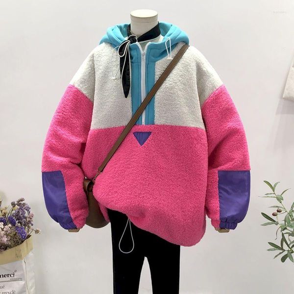 Felpa con cappuccio femminile Peluga addensato Donne autunno inverno alla moda giacche con cappuccio coreano in stile coreano Coloro casual Colore Cashmere con cappuccio abbinata