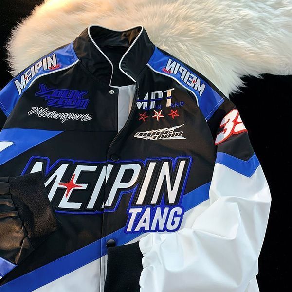 Jackets masculinos Autumn e inverno American Motorcycle Coat vintage Hip Hop Y2K Moda de moda piloto Jaqueta de rua Hiphop Design Bordado 230815