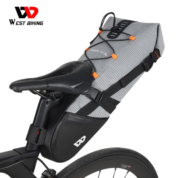 Borse per botte per borse West Biking 100 Bagna da sella in bicicletta impermeabile 10l pieghevole sotto strumenti per bici di sedile Pannier MTB Road Cycling Tail posteriore 230815