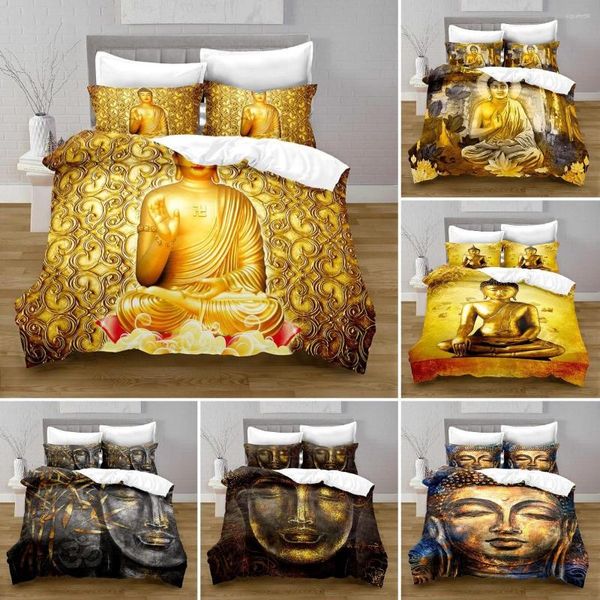 Lettiera set Gold Buddha Duvet Cover Set Religions Religions Culture Buddhist a tema per il credente