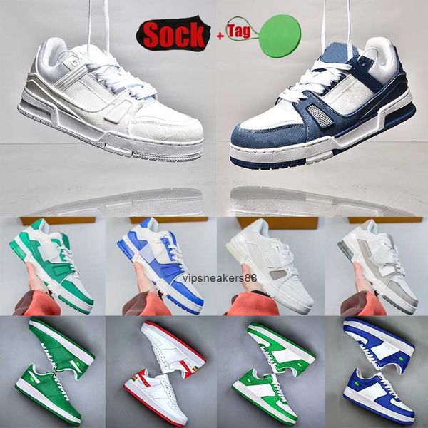 2024 Men women Luxury trainers shoes LVMH sneakers designer intage Embossed Bright White Natural Green Cream Black Burgundy Purple man leather platform shoe