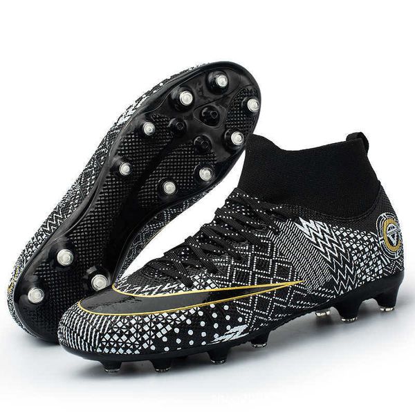 New Arrival Kids Football Boots TF AG High Top Soccer Shoes Youth Girls Boys Training Shoes Black White Color For Children
