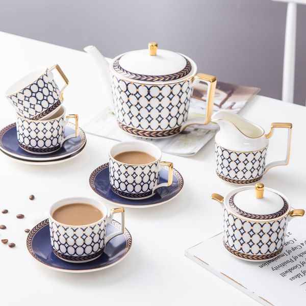 Кружки Nordic ins bone bone China Coffee Cup и Buster Set Ceramic Tea Set Creative Genef Black 230815