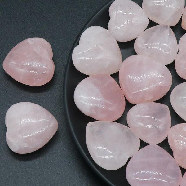 Estatuetas decorativas 1pc rosa quartzo stones naturais amor coração estátua cura cristal rosa 25 mm/30mm decorações de casa Decorações do dia dos namorados Presente