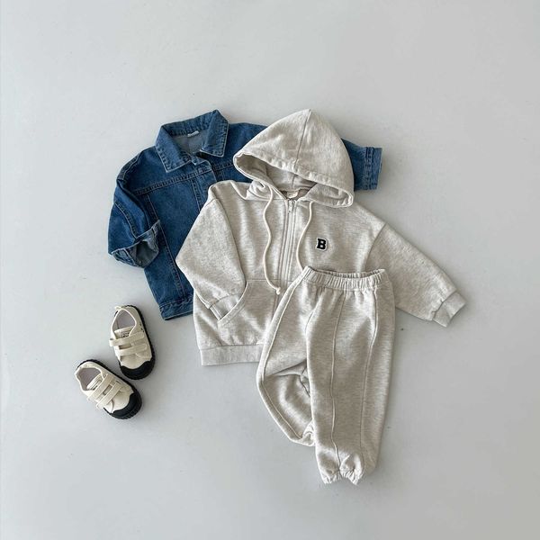 Giyim Setleri Çocuklar Jogger Set Bebek Erkekler Egzersiz Ceket Hoodie Sweetpant Setleri Tam Kapşonlu Çocuk Terzini 1-5y YENİ