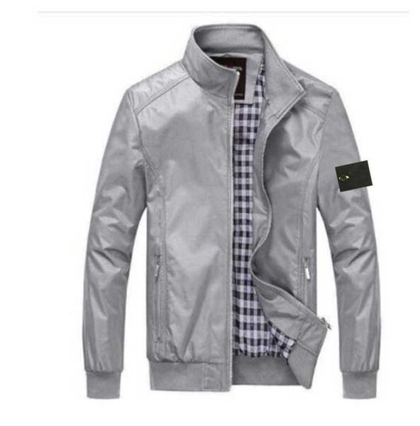 Stone Jacket Island Brandneue Frühlings- und Herbst-Herren-Business-Volltonfarbe-Mode-Oberbekleidung für Herren, lässiger, schlanker Stehkragen-Bomber, Stones Island-Jacke