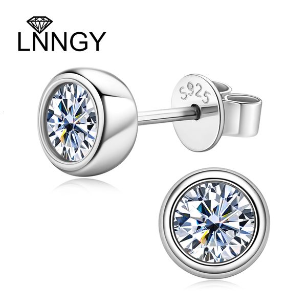 Charm Lnngy 925 Sterling Silber Bolder Ohrring D-Color 5 mm 6,5 mm runde geschnittene Lünette einfache Blasenohrringe für Frauen Schmuck 230815