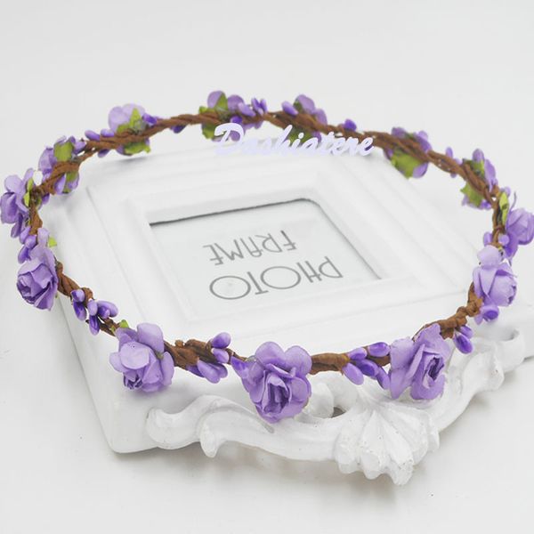 Hochzeitshaarschmuck 5pcs Braut Kopfbedeckung Blumenkopfkranz Kronen hellviolettes Haarbandfee Stirnbänder für Frauen Brautjungfern Stücke 230815