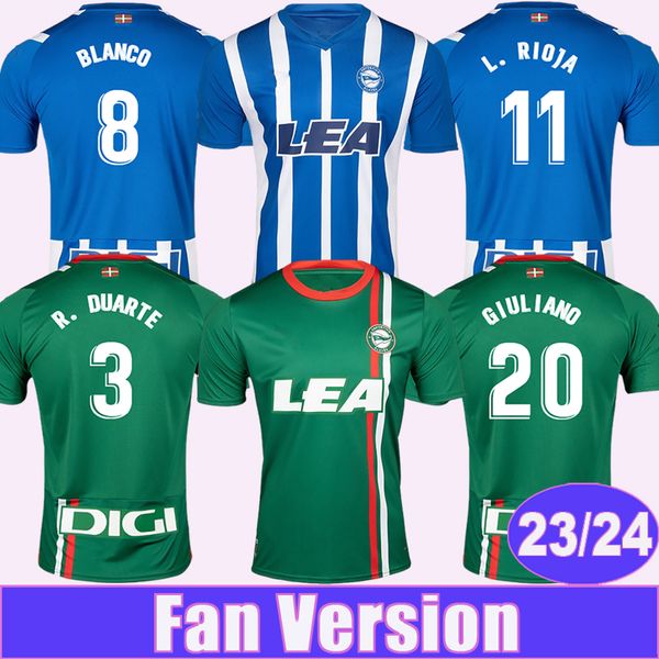 23 24 Deportivo Alaves Guidetti Sylla Mens Soccer Maglie Fuente L.Rioja Gorosabel a casa 3a camicia corta a maniche per adulti