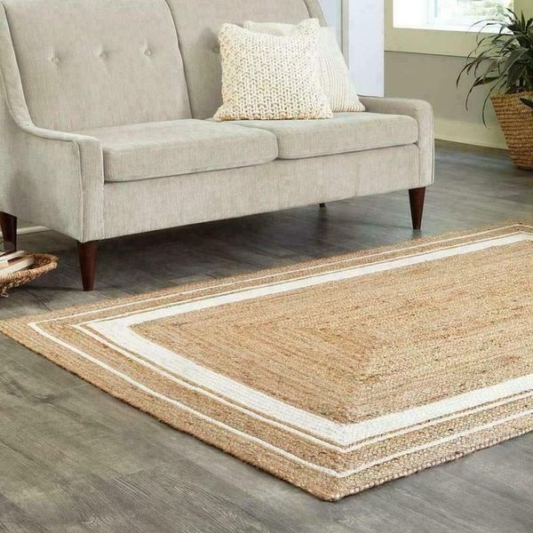 Teppiche natürlicher Jute Teppich handgefertigtes Teppich Rechteck geflochten 2x12 Fuß Home Decor Look Teppiche und für Wohnzimmer