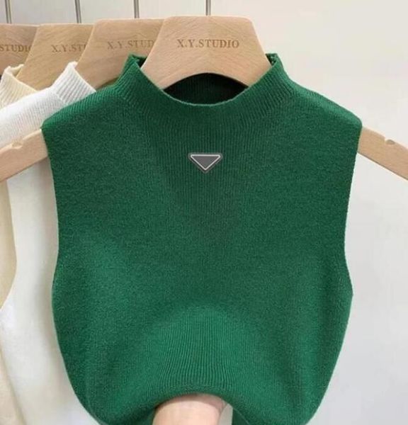 Yeni Tasarımcı Kadınlar Yelek Tişört Süvarisi Kadın Yelek Kazak Örgü Knit Yelek Kolsuz Yelek Kadın Pullover Bahar Güz Gevşek Mektup Ekip Müret