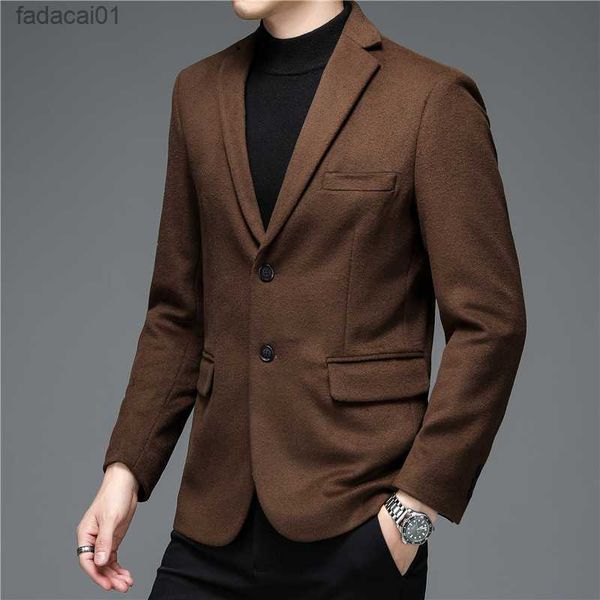 Jaqueta masculina masculina de Parkas 2022 New Men's Intelligent Casual Classual Camelo Double Coat Vest Dress Roupas Z230816