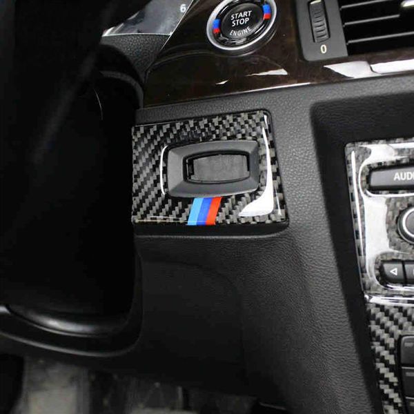 Auto Styling für BMW E90 E92 E93 Kohlefaserschlüsselloch-Schutzkreis Zündschalter Dekorationskreis 2005-2012 3 Serie Auto 250i