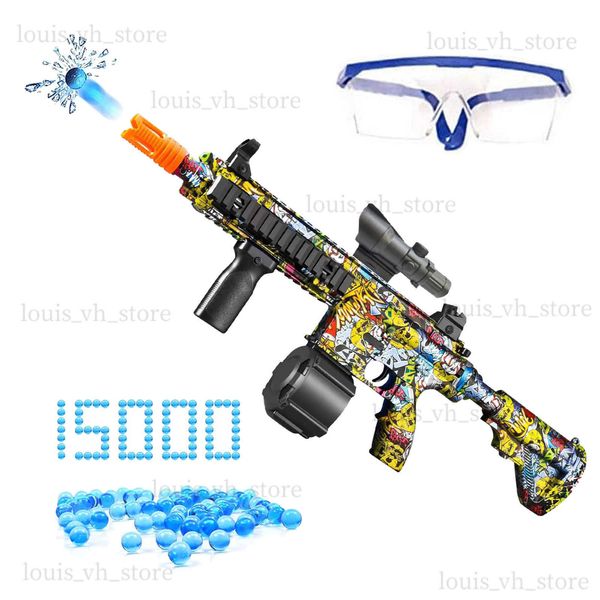 Elektrisches Gel Sprengspielzeug M416 Handbuch Elektrik 2 in 1 Gelkugel Blaster Splatter Gun mit10000 Pistolenwasser -Perlen -Perlen für Outdoor T230816