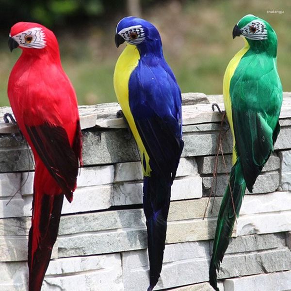 Decorazioni da giardino simulazione pappagallo colorato piuma figurina ornamento uccello animale uccello esterno di proposito pappagalli statue decorazioni per la casa