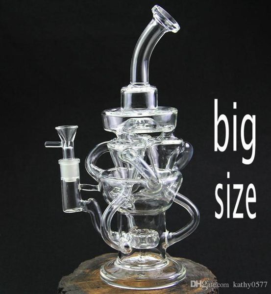 Novo design Klein Big Size Big Perfect Swirls Glass Bong Arms Inline Recycler de vidro Dab Cole