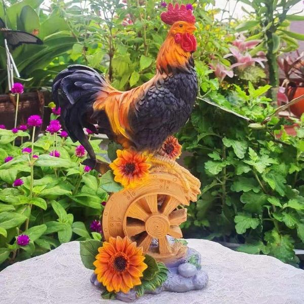 Decorazioni da giardino Fengshui all'aperto Ornamenti di resin di gallo carino figurine balcone decorazioni quadrate parco prato accessori per sculture