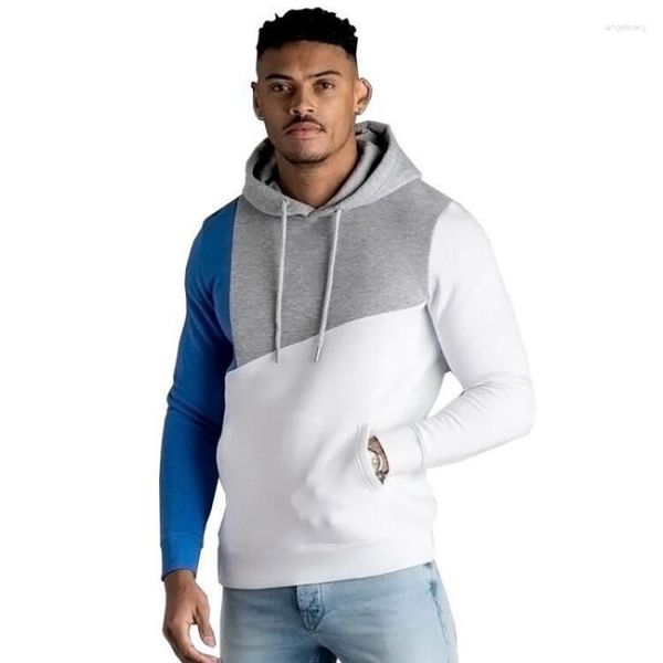 Con cappuccio da uomo con cappuccio per la felpa della moda patchwork con cappuccio con cappuccio con cappuccio colore di contrasto sport casual maschio pullover maschio