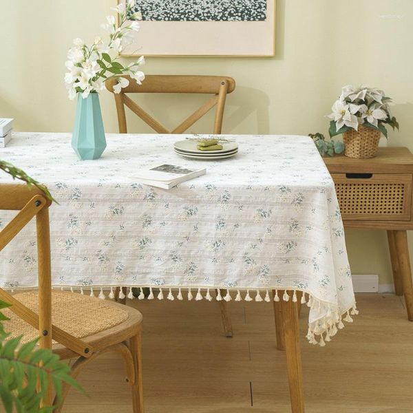 Tala de toalha de mesa Trepa de mesa Branco Flores bordadas em jardim retangular aluno Dormitório mesa de café decorativa capa de café por atacado