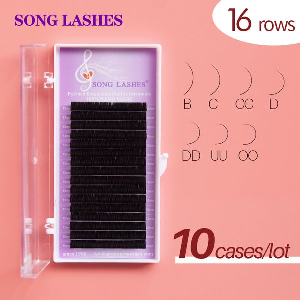 FALSE CYLASHES Song Lashes 10 casos Curl especial BCCCD Curls Fake S 16 linhas Ferramentas de maquiagem pretas mais escuras puras 230816