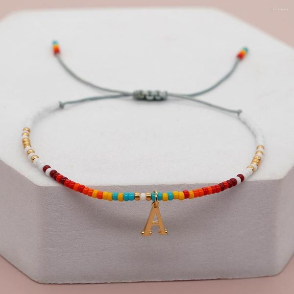 Pulseiras de link go2boho na moda boho para mulheres letra a-z ouro banhado fofo doce verão lindos jóias minimalistas