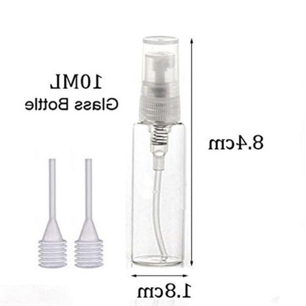 Glas Clear 10ml 1/3oz Atomizer Flaschenflasche Sprühfillbare Parfüm leer feiner nebel probe kostenlos übertragen pipette fvlsa