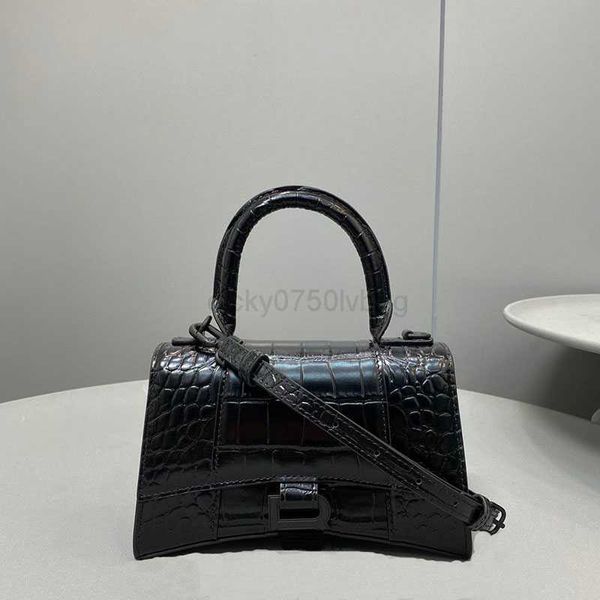 Balencig Taschen B-Tasche Luxus Messenger Designer schwarze Schulter tragbare Sanduhr Krokodilmuster Damen pendeln nach Europa und Amerika Retro süße Mode Gold h