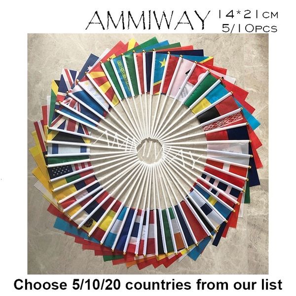 Bannerflaggen Ammiway 14x21cm Wählen Sie 5pcs 10pcs 20 PCs Länder Hand Sie möchten nationale Weltland Kleingedruckter Flag 230815