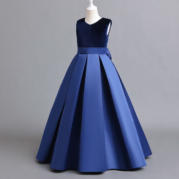 Royal Blue Little Flower Girls Dresses Short Shortle Pearls Princess Kids First Communione Abito da Mino