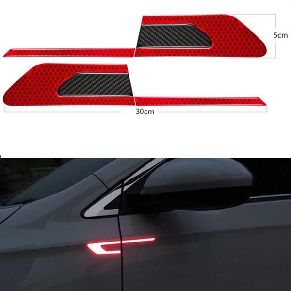 2 pcs Impostare auto Riflettente di sicurezza Striscia nastro Auto Strisce riflettenti Strips sicuri adesivi riflettori decalcomanie257y