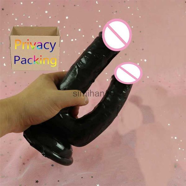Dildos/Dongs Realistic Doldo Dildo Sex Toy per donne o coppie dispositivo Dong di penetrazione a doppio lato con lati con la succhiaio del pene simulato HKD230816