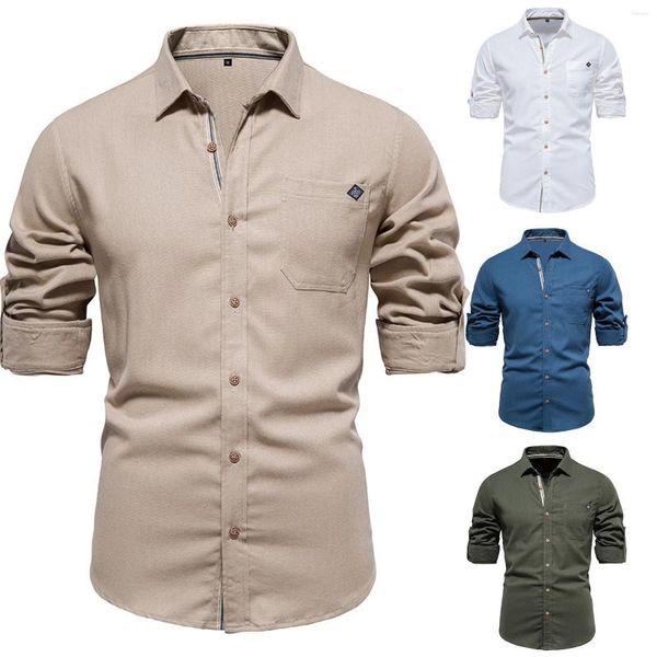 Camisetas masculinas masculino masculino masculino de lapela de algodão da camisa de algodão