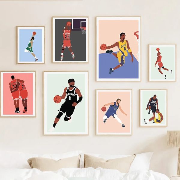 Basketball -Superstar -Leinwand Malerei Wandkunst Basketball Klassische Action -Poster und Drucke Wallbilder Boy Room Arena Fitnessstudio Dekor wo6