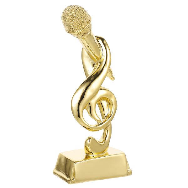 Objetos decorativos Figuras Troféu Microfone Award Party Trophies Music Singing Awards Karaoke Gold Golden Mic Note Funny estátua Competição musical 230815