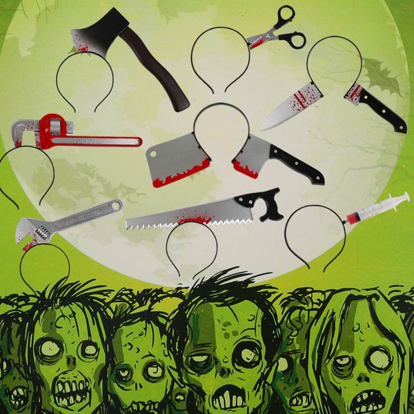 Halloween Horror Props Blood Fake Axe Saws Faca faixa para o Halloween Party Masquerade Misquief Props Decoração Presentes de brinquedo infantis