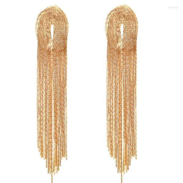 Brincos de bronzeamento de ouro vintage cor de corrente longa borla para acessórios para festas de mulher