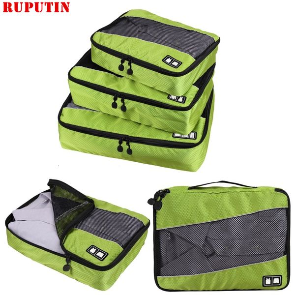 Bag -Teilezubehör Ruputin 3PCS Set Reisegepäck Organizer Packwürfel Set atmungsable Mesh Storage Wasserdicht 230815