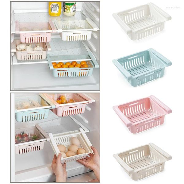 Garrafas de armazenamento 1pc Caixa de geladeira Organizador de plástico gaveta retrátil Shelf Fruit ovo bandejas de cozinha acessórios de cozinha