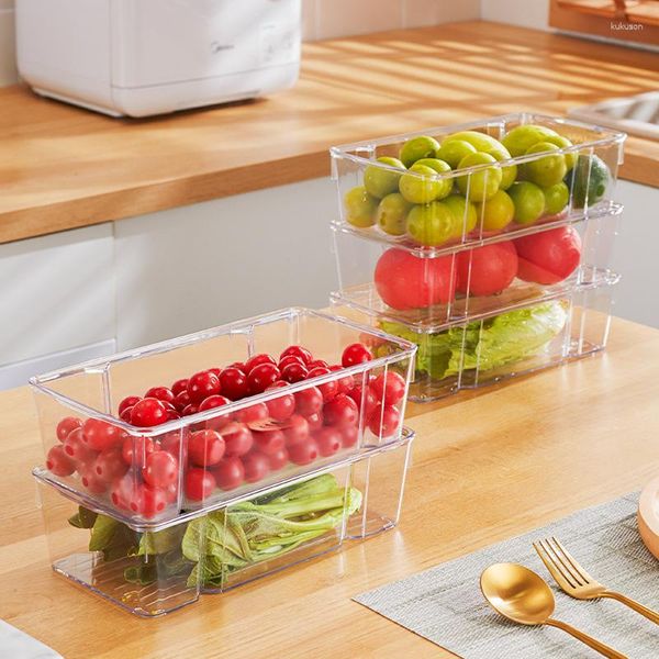 Bottiglie di stoccaggio Contenitori di organizzatore Fridge Contenitori cucina Contenitore alimentare scatole trasparenti per organizzatori del frigorifero