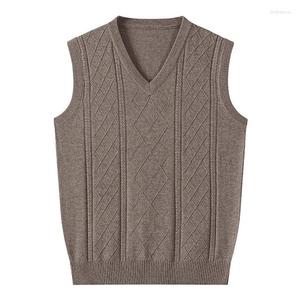 Coletes masculinos colete de suéter para homens outono tanque de lã de inverno top top casual sem mangas edição jacquard mass